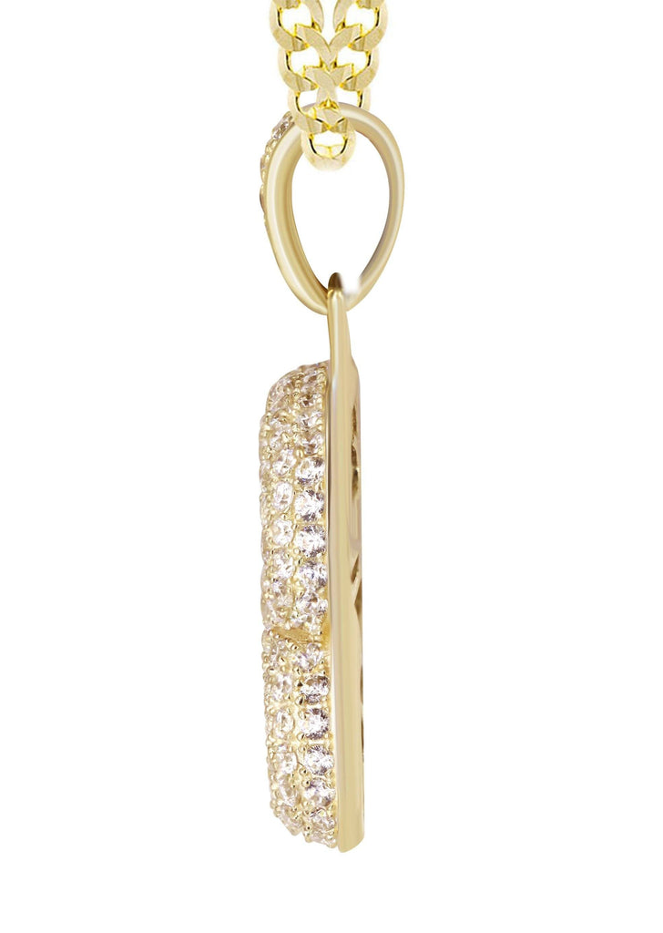 10K Yellow Gold Cuban Chain & Bubble Letter "A" Cz Pendant | Appx. 13.9 Grams chain & pendant FrostNYC 