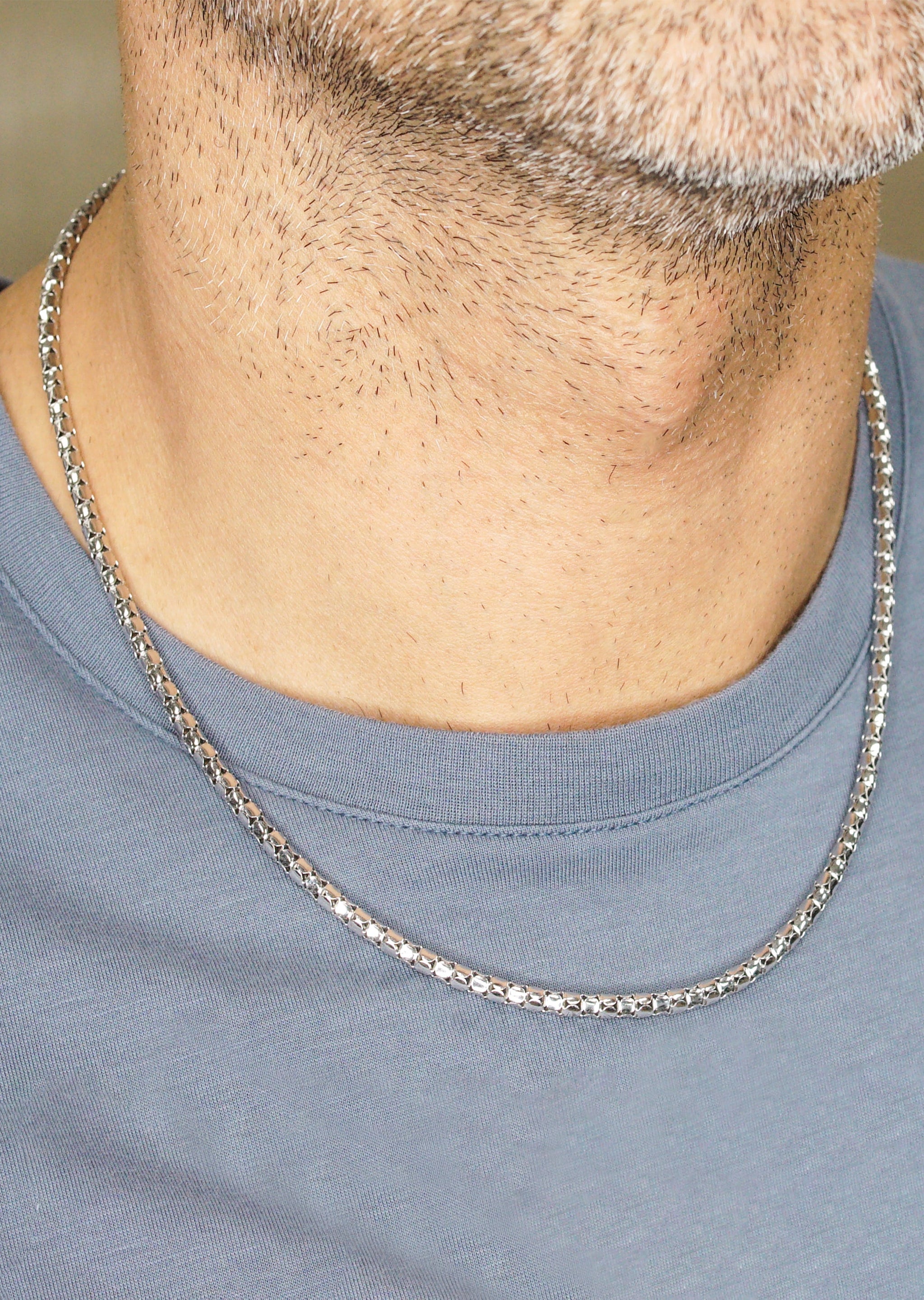 【HEYHORANG】Balan Silver Material Necklace_Silver〜韓国発 Solid 925 Sterling Silver Men Women Balinese Popcorn Coreana