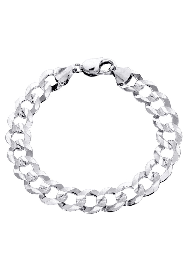 Solid Mens Cuban Link Bracelet 10K White Gold Men's Gold Bracelets MANUFACTURER 1 