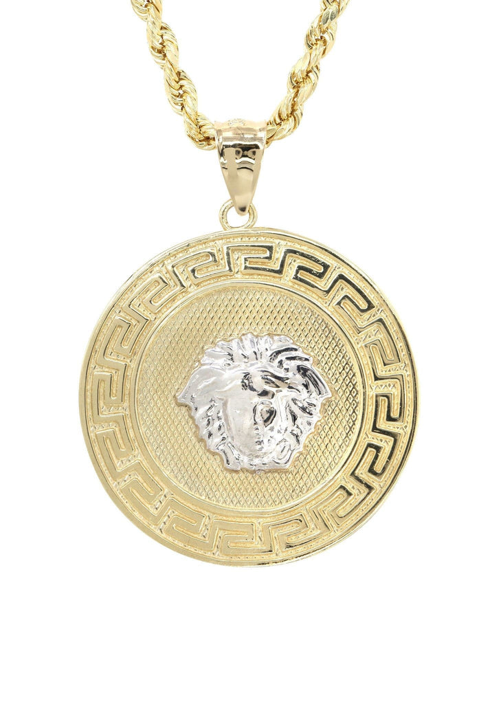 10K Yellow Gold Rope Chain & Medusa Style Pendant | Appx. 18.4 Grams chain & pendant FROST NYC 