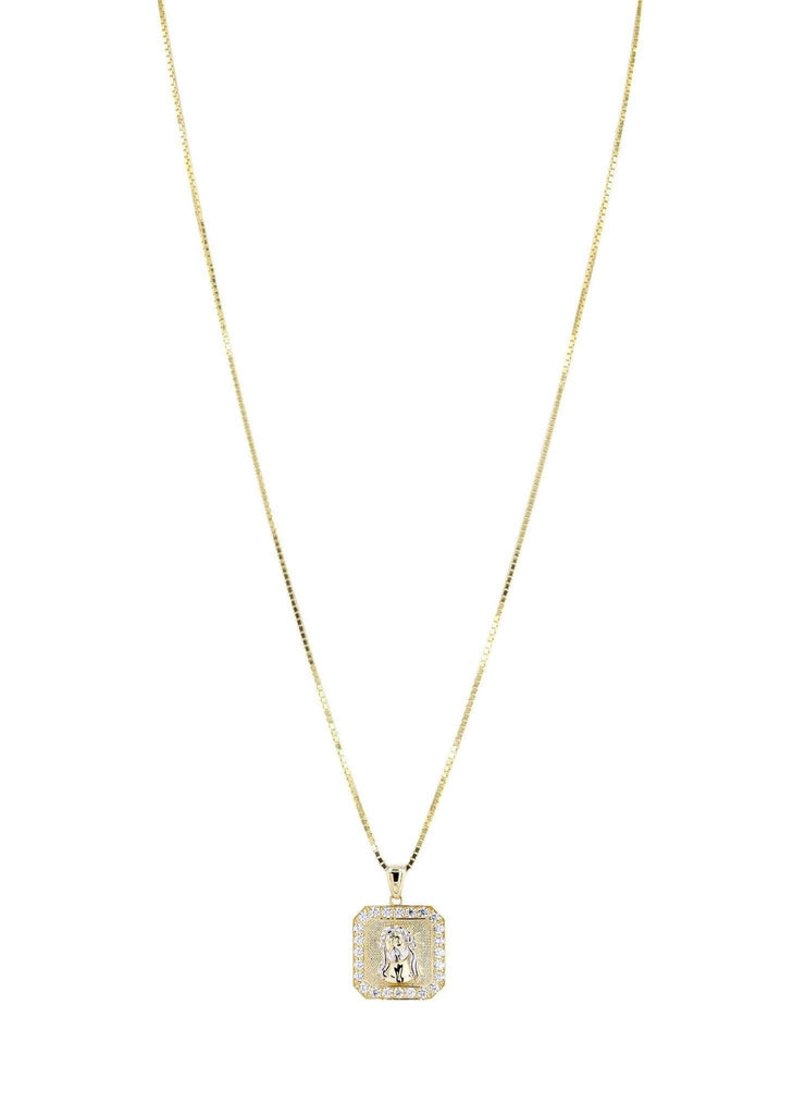 10K Yellow Gold Box Chain & Jesus Piece Chain | Appx. 7.1 Grams chain & pendant FROST NYC 