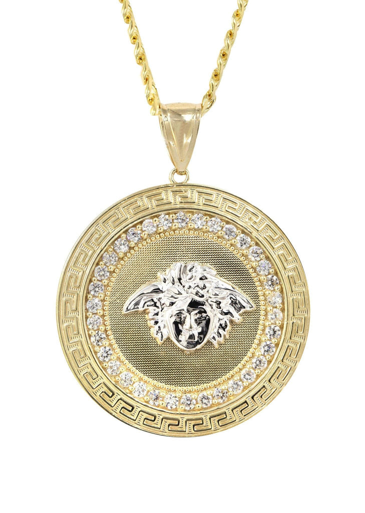 10K Yellow Gold Cuban Chain & Medusa Style Pendant | Appx. 29.9 Grams chain & pendant FROST NYC 