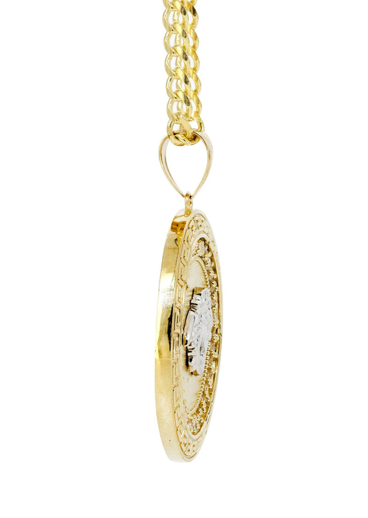 10K Yellow Gold Cuban Chain & Medusa Style Pendant | Appx. 29.9 Grams chain & pendant FROST NYC 