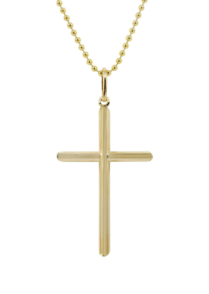 10K Yellow Gold Dog Tag Chain & Gold Cross Necklace | Appx. 8.6 Grams chain & pendant FROST NYC 