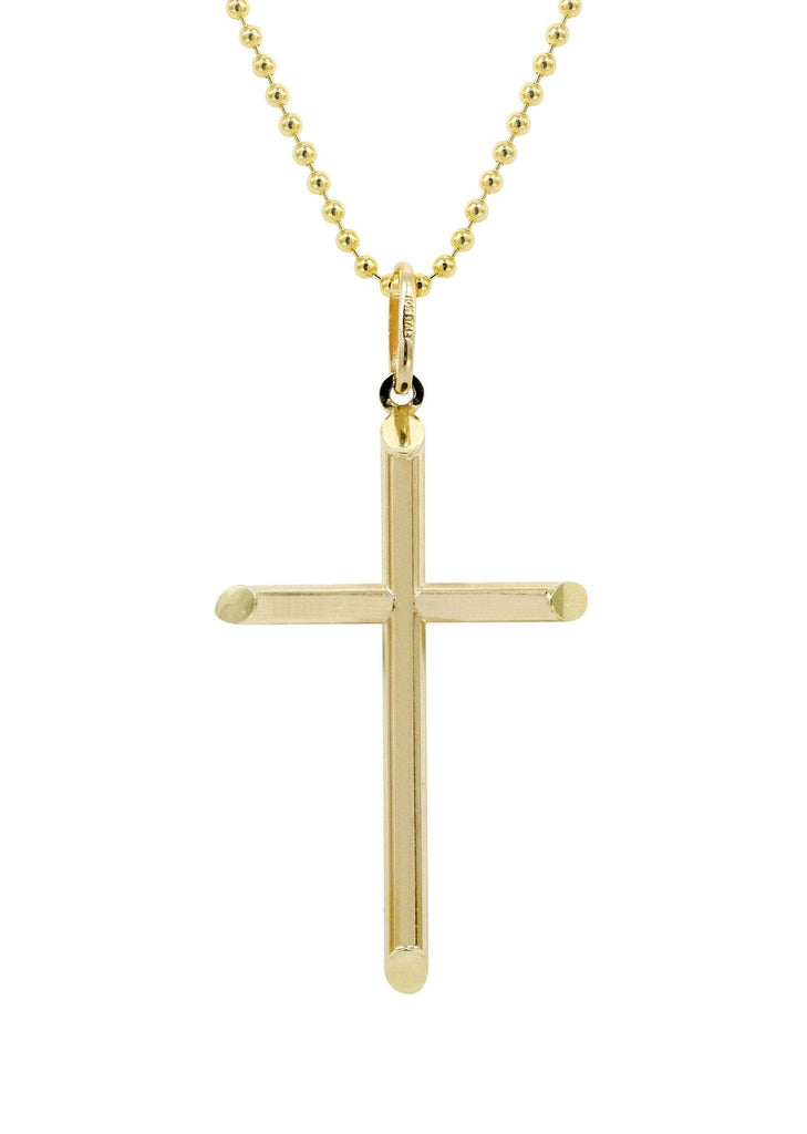 10K Yellow Gold Dog Tag Chain & Gold Cross Necklace | Appx. 8.6 Grams chain & pendant FROST NYC 