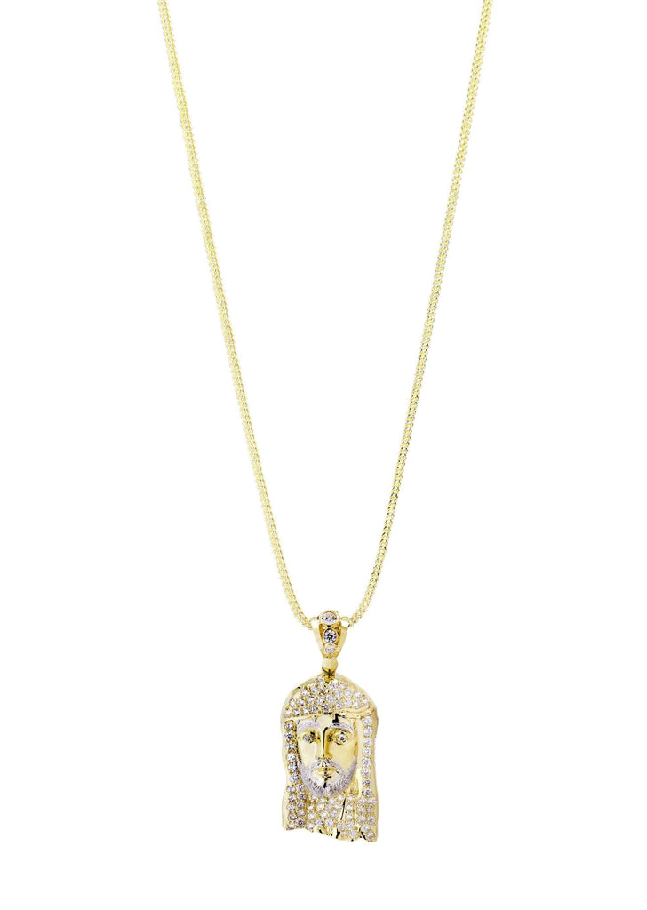 10K Yellow Gold Franco Chain & Cz Jesus Piece Chain | Appx. 21.5 Grams chain & pendant FROST NYC 