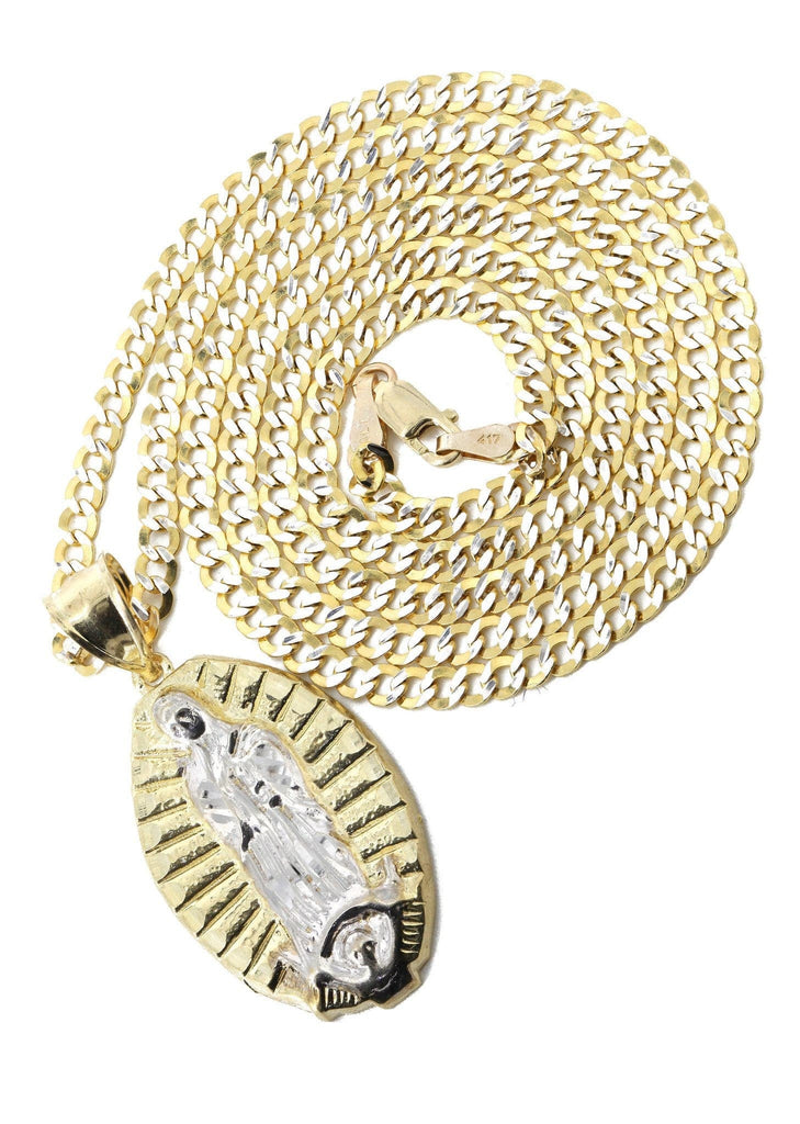 10K Yellow Gold Pave Cuban & Jesus Piece Chain | Appx. 9 Grams chain & pendant FROST NYC 