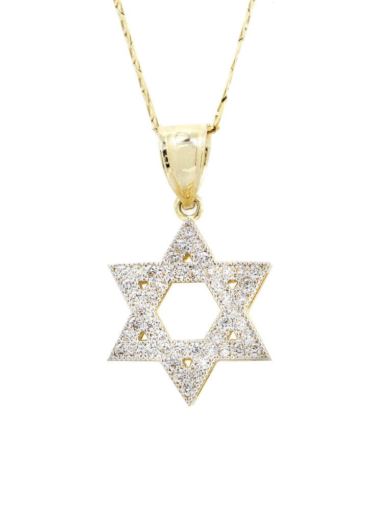 10K Yellow Gold Mariner Chain & Cz Star Pendant | Appx. 3.6 Grams chain & pendant FROST NYC 