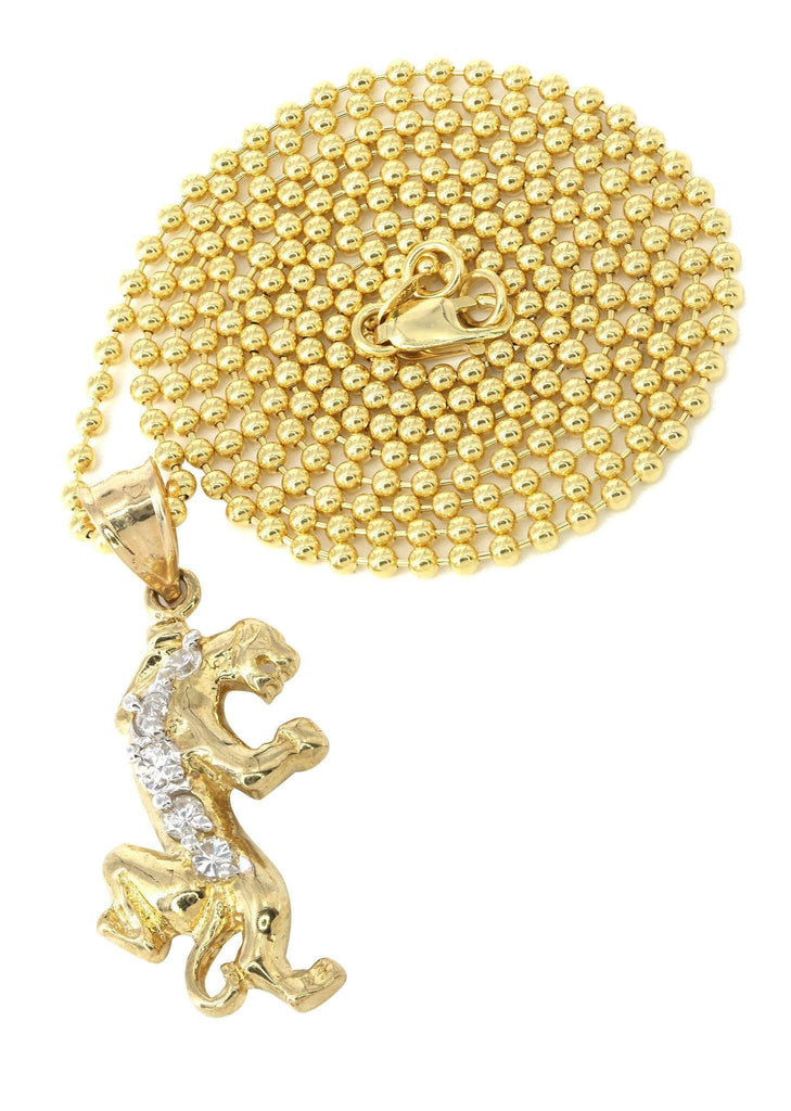 10K Yellow Gold Dog Tag Chain & Cz Tiger Pendant | Appx. 9 Grams chain & pendant FROST NYC 