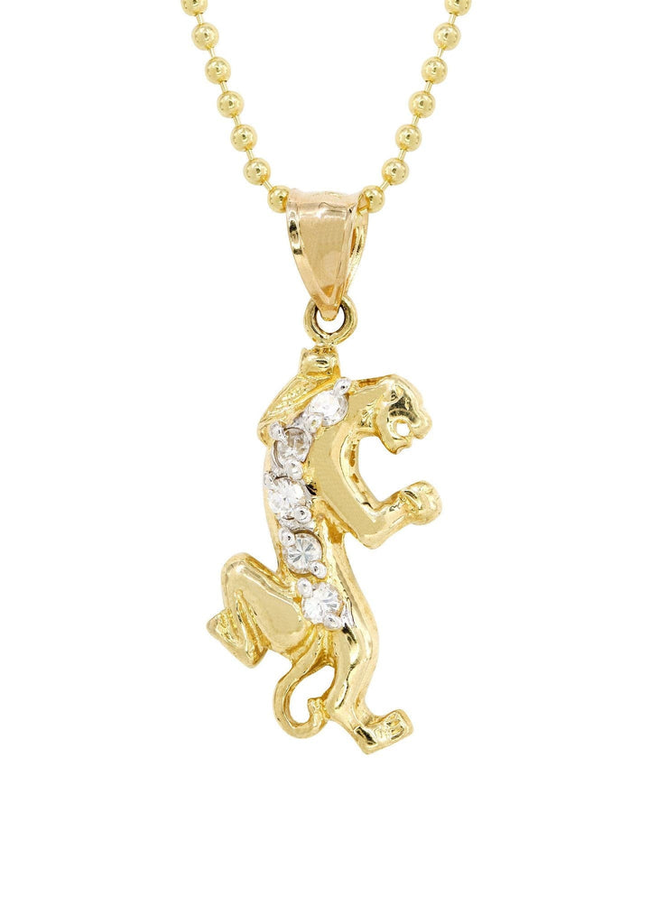 10K Yellow Gold Dog Tag Chain & Cz Tiger Pendant | Appx. 9 Grams chain & pendant FROST NYC 