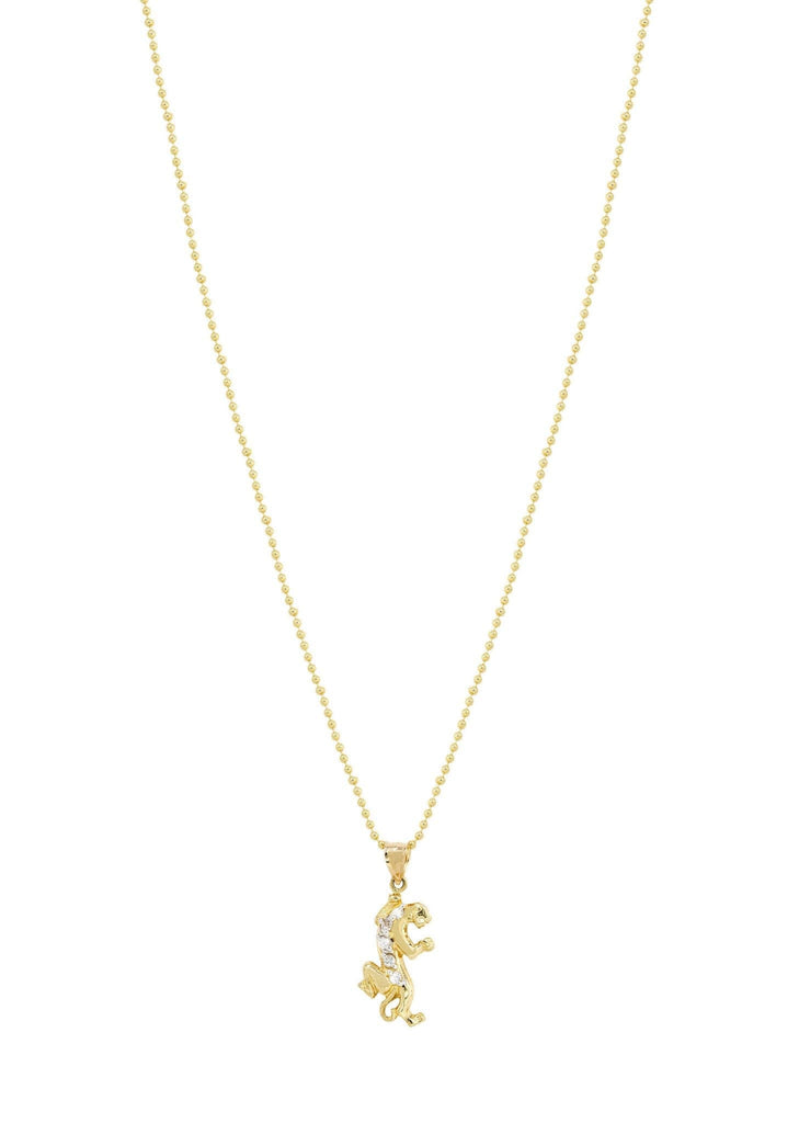 10K Yellow Gold Dog Tag Chain & Cz Tiger Pendant | Appx. 9 Grams chain & pendant FROST NYC 