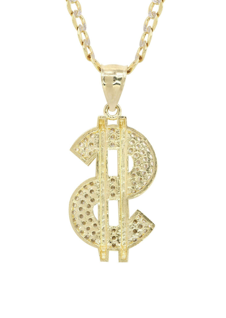 10K Yellow Gold Pave Cuban & Cz Dollar Pedant | Appx. 8.7 Grams chain & pendant FROST NYC 