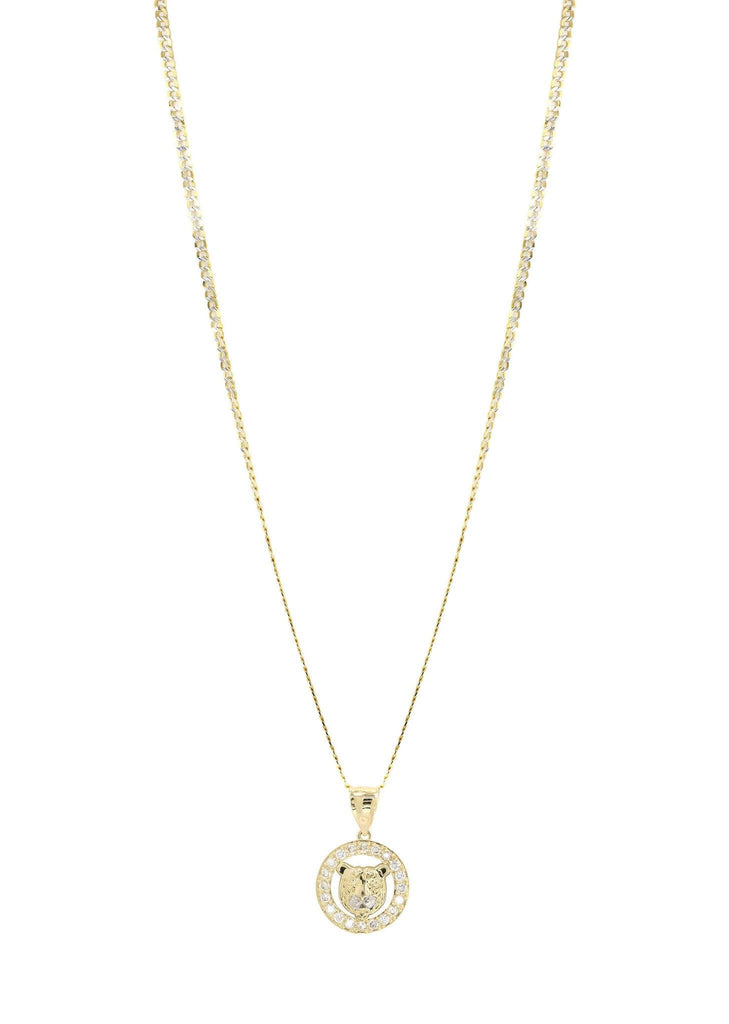 10K Yellow Gold Pave Cuban & Cz Bear Pendant | Appx. 9.4 Grams chain & pendant FROST NYC 