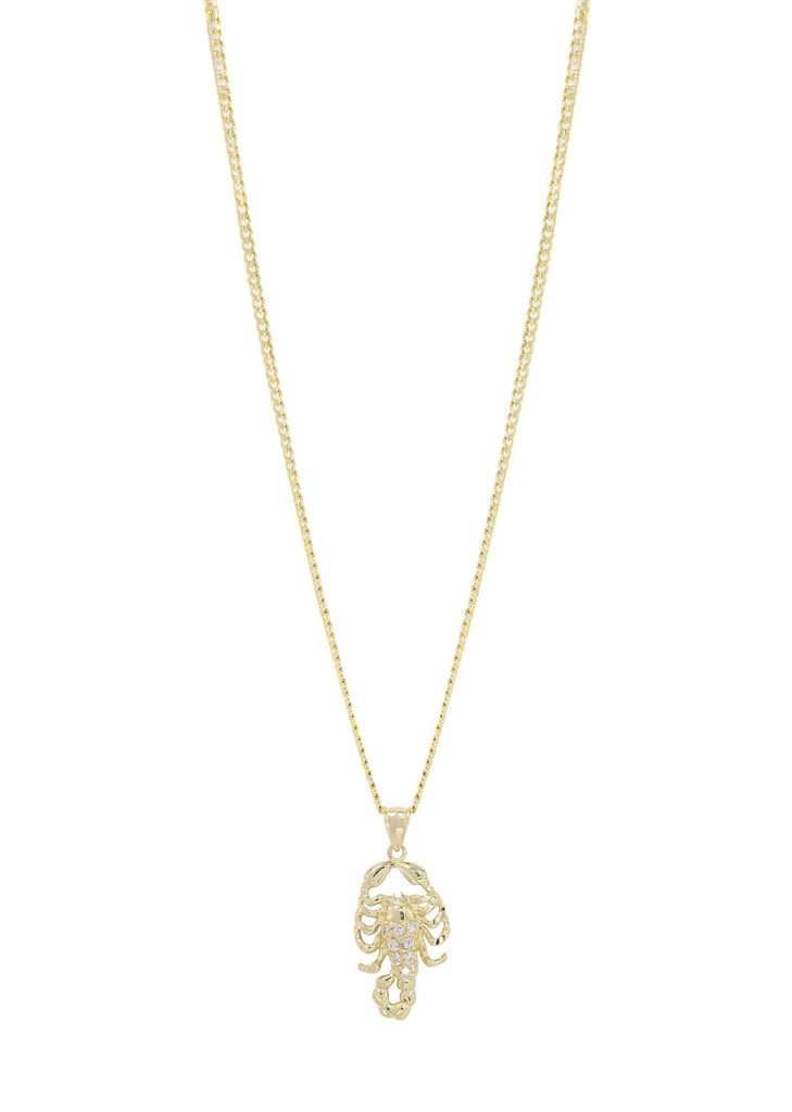 10K Yellow Gold Cuban Chain & Cz Scorpio Pendant | Appx. 17.2 Grams chain & pendant FROST NYC 