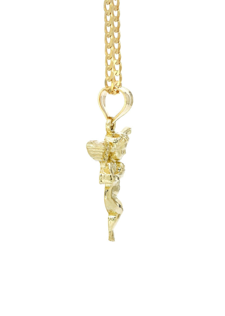 10K Yellow Gold Cuban Chain & Angel Pendant | Appx. 4.3 Grams chain & pendant FROST NYC 