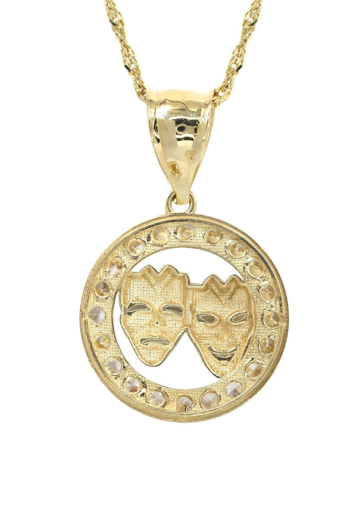 10K Yellow Gold Fancy Link Chain & Theater Pendant | Appx. 5.8 Grams chain & pendant FROST NYC 