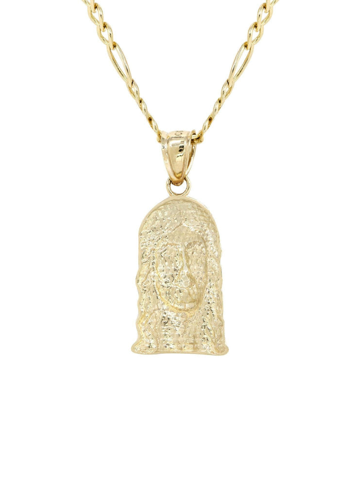 10K Yellow Gold Figaro Chain & Jesus Piece Chain | Appx. 6.2 Grams chain & pendant FROST NYC 