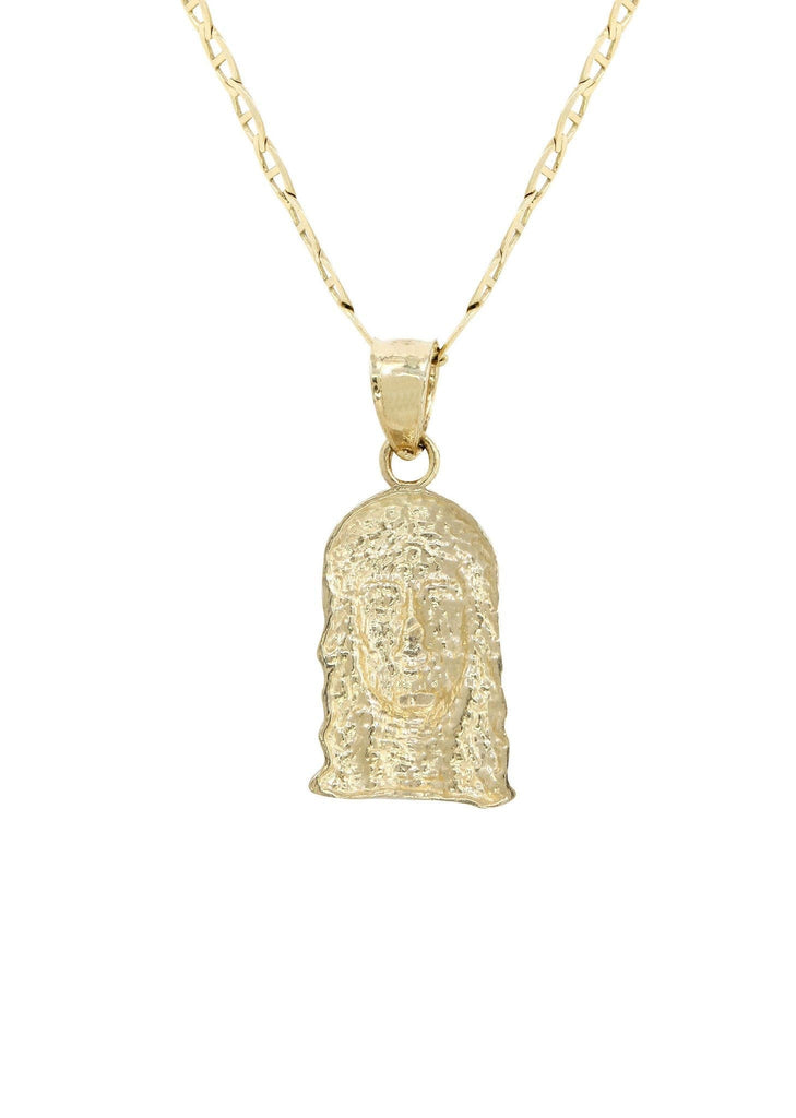 10K Yellow Gold Mariner Chain & Jesus Piece Chain | Appx. 2.8 Grams chain & pendant FROST NYC 