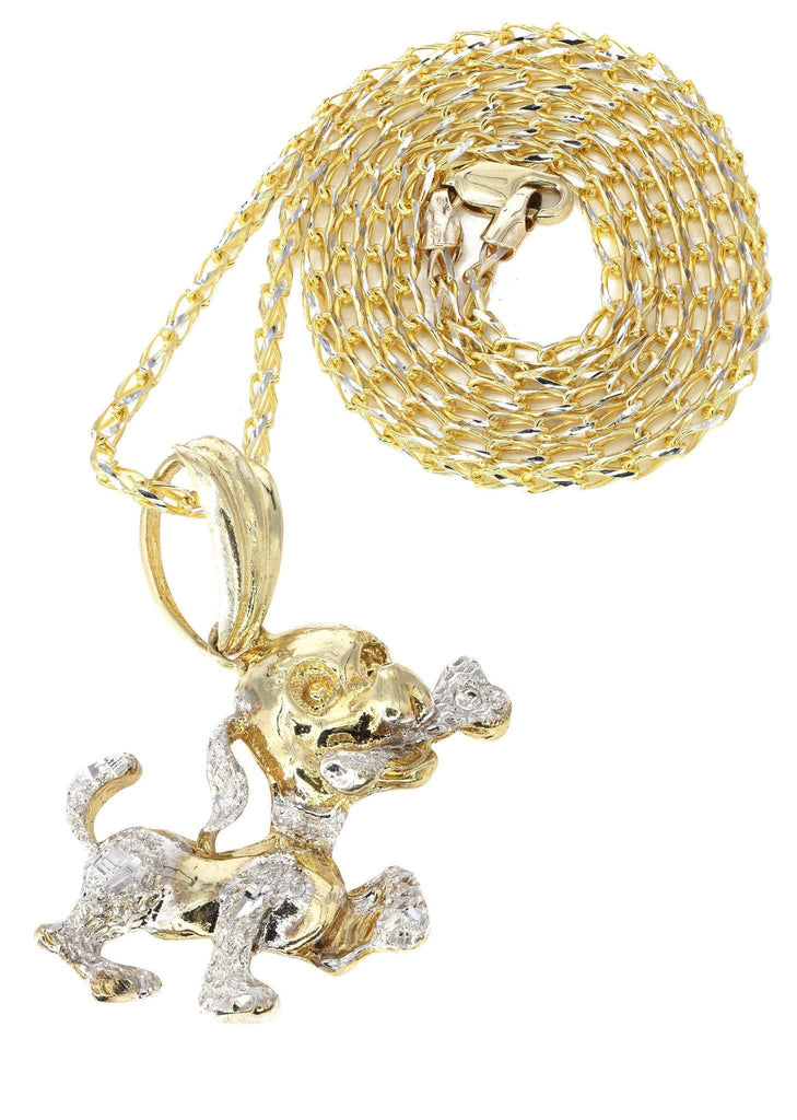 10K Yellow Gold Fancy Link Chain & Dog Pendant | Appx. 18.5 Grams chain & pendant FROST NYC 