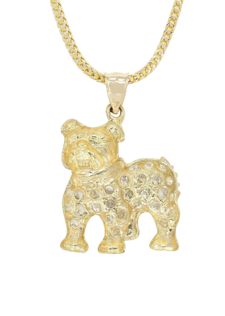 10K Yellow Gold Franco Chain & Cz Dog Pendant | Appx. 15.2 Grams chain & pendant FROST NYC 