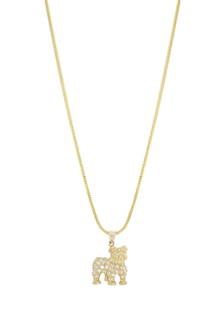 10K Yellow Gold Franco Chain & Cz Dog Pendant | Appx. 15.2 Grams chain & pendant FROST NYC 