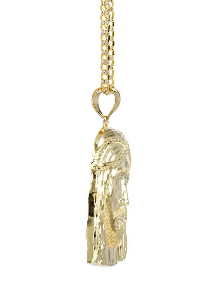 10K Yellow Gold Pave Cuban Chain & Jesus Piece Chain | Appx. 11.2 Grams chain & pendant FROST NYC 