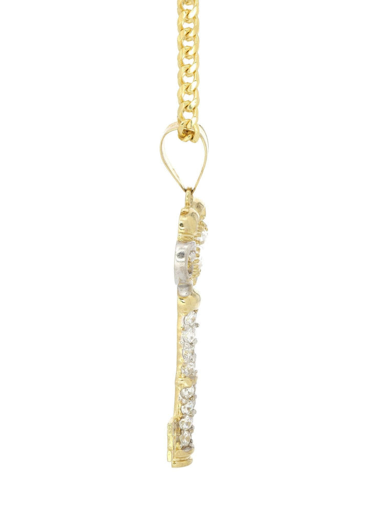 10K Yellow Gold Cuban Chain & Cz Key Pendant | Appx. 25.7 Grams chain & pendant FROST NYC 