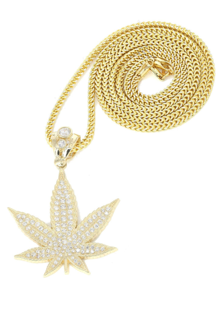 10K Yellow Gold Weed Necklace | Appx. 14.6 Grams chain & pendant FROST NYC 