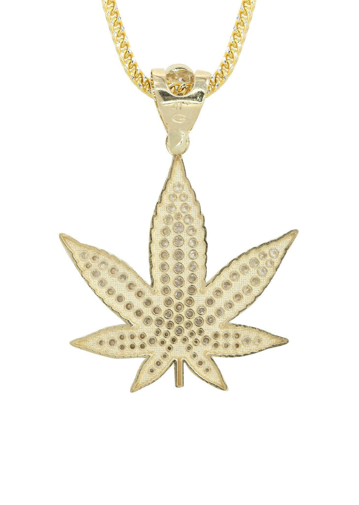 10K Yellow Gold Weed Necklace | Appx. 14.6 Grams chain & pendant FROST NYC 