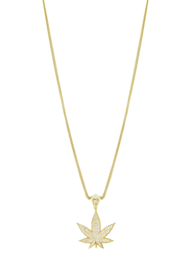 10K Yellow Gold Weed Necklace | Appx. 14.6 Grams chain & pendant FROST NYC 