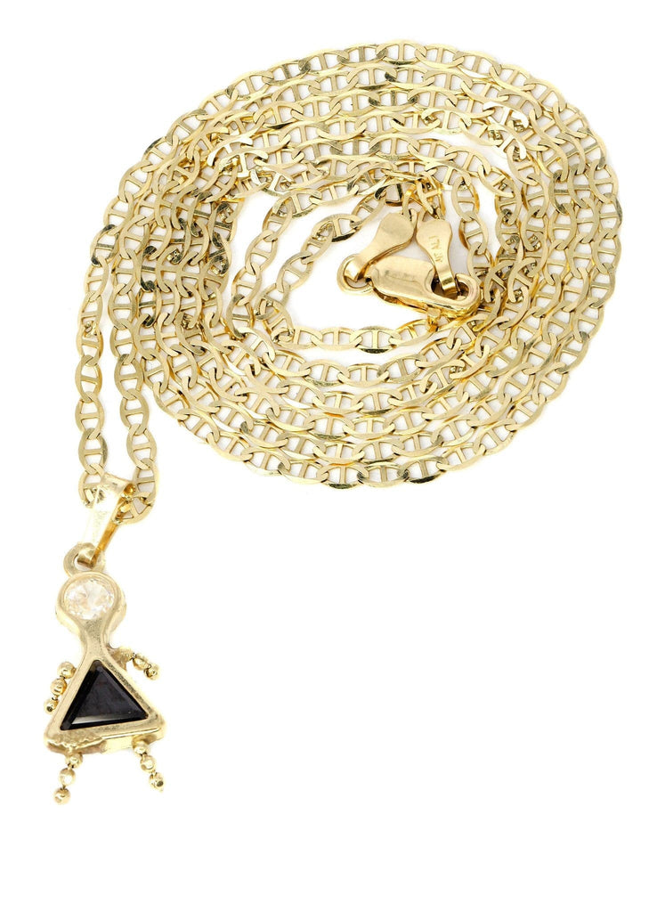 10K Yellow Gold Mariner Chain & Cz Children Pendant | Appx. 3.2 Grams chain & pendant FROST NYC 