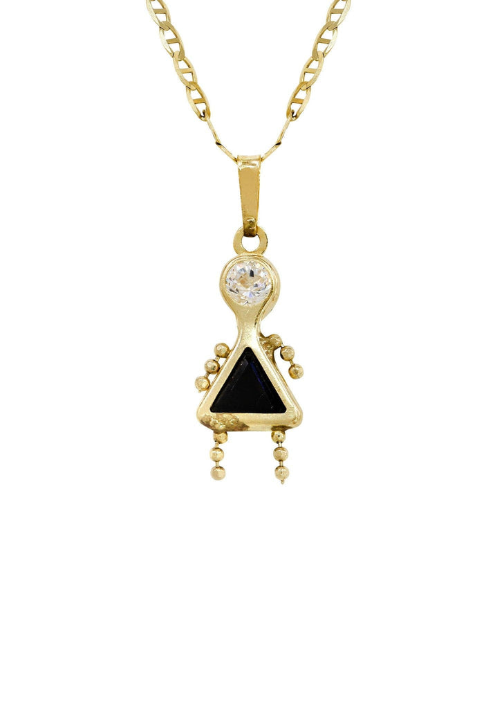 10K Yellow Gold Mariner Chain & Cz Children Pendant | Appx. 3.2 Grams chain & pendant FROST NYC 