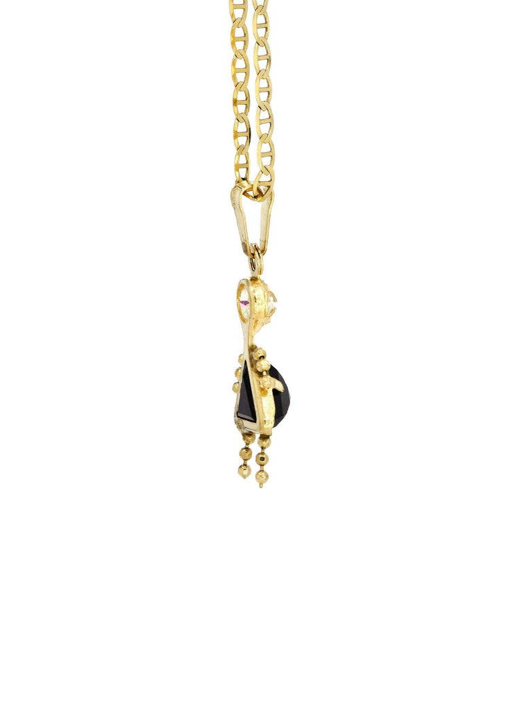 10K Yellow Gold Mariner Chain & Cz Children Pendant | Appx. 3.2 Grams chain & pendant FROST NYC 