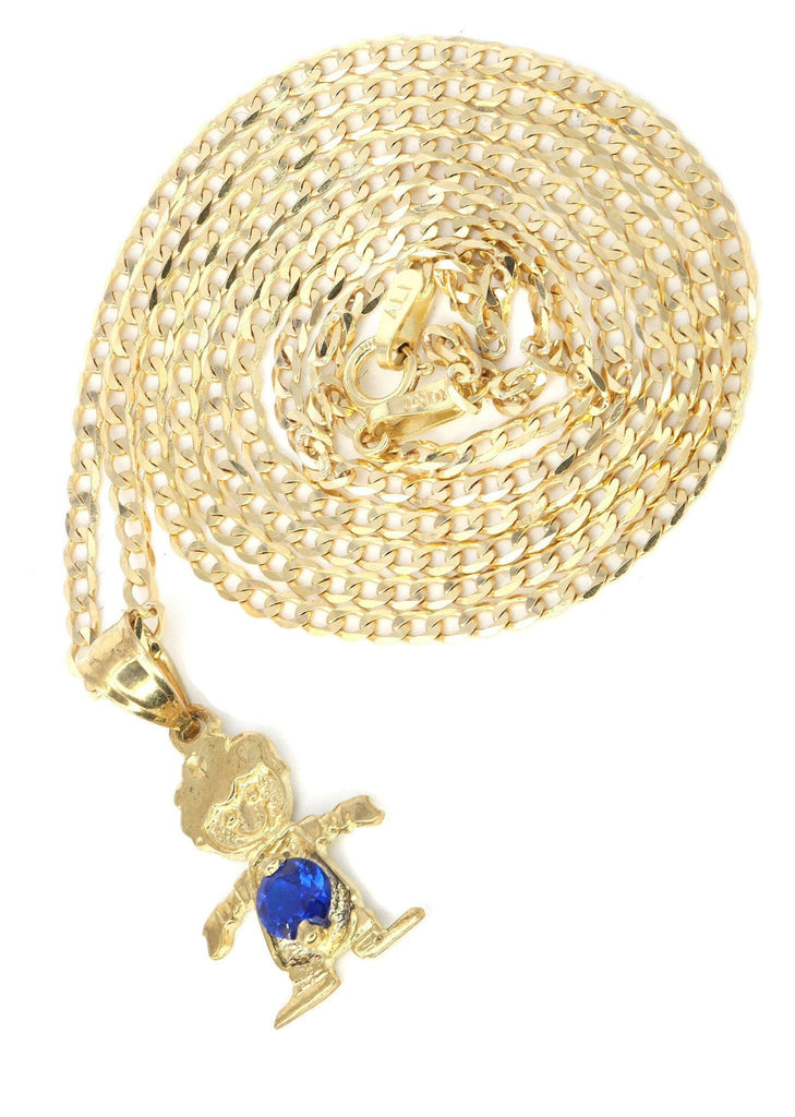 10K Yellow Gold Cuban Chain & Cz Children Pendant | Appx. 3.8 Grams chain & pendant FROST NYC 