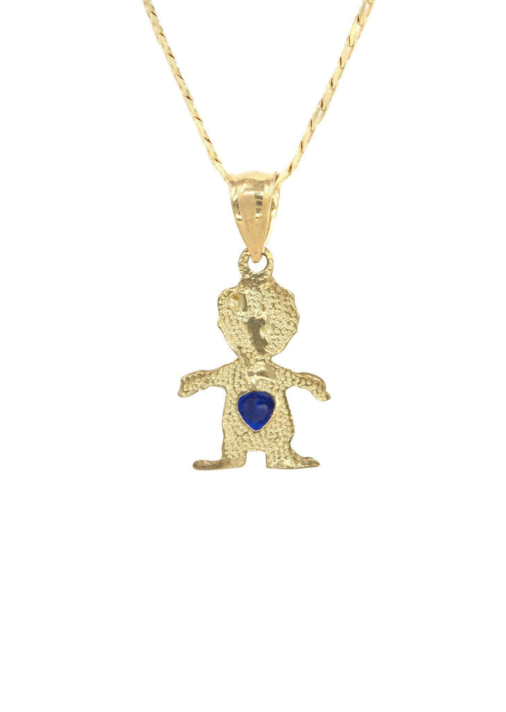 10K Yellow Gold Cuban Chain & Cz Children Pendant | Appx. 3.8 Grams chain & pendant FROST NYC 