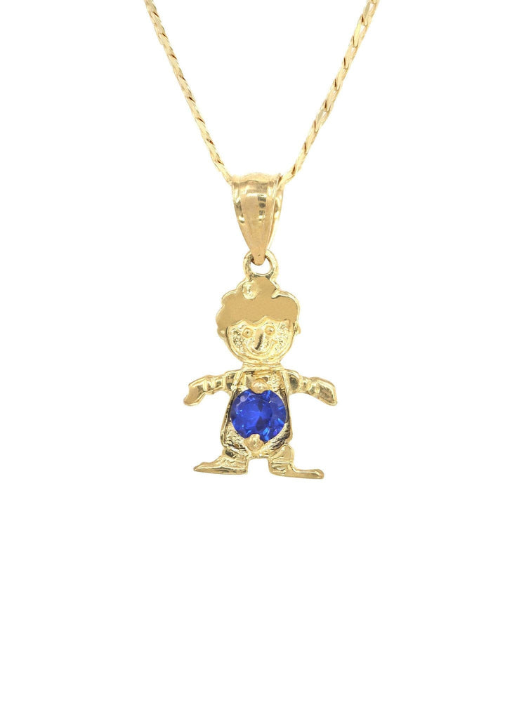 10K Yellow Gold Cuban Chain & Cz Children Pendant | Appx. 3.8 Grams chain & pendant FROST NYC 