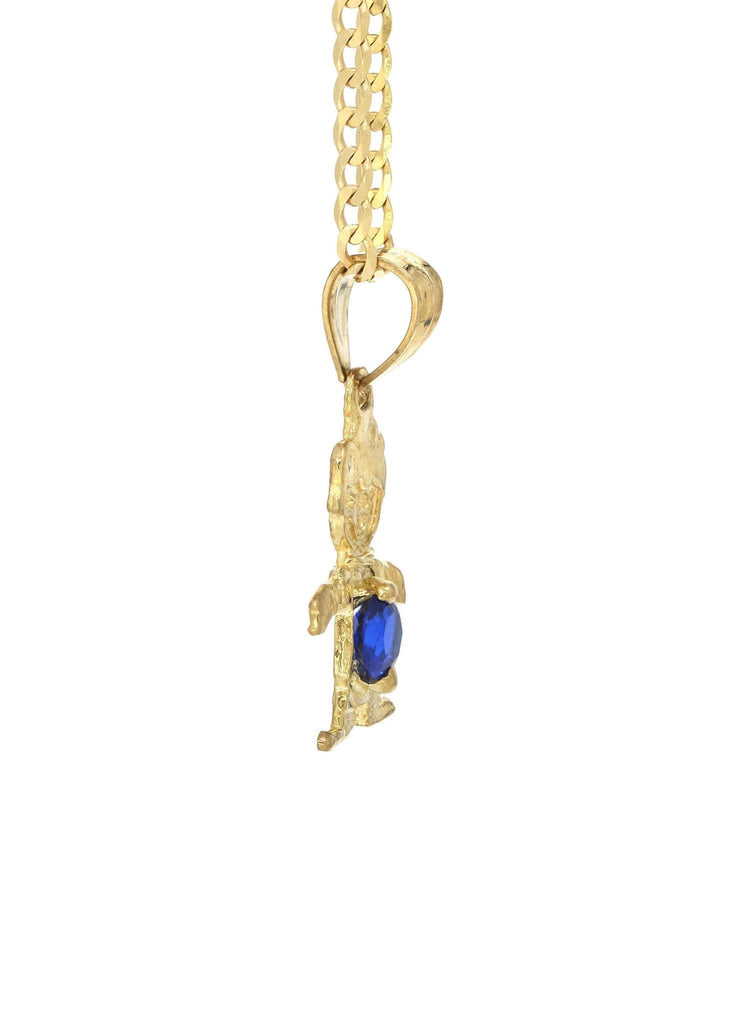 10K Yellow Gold Cuban Chain & Cz Children Pendant | Appx. 3.8 Grams chain & pendant FROST NYC 