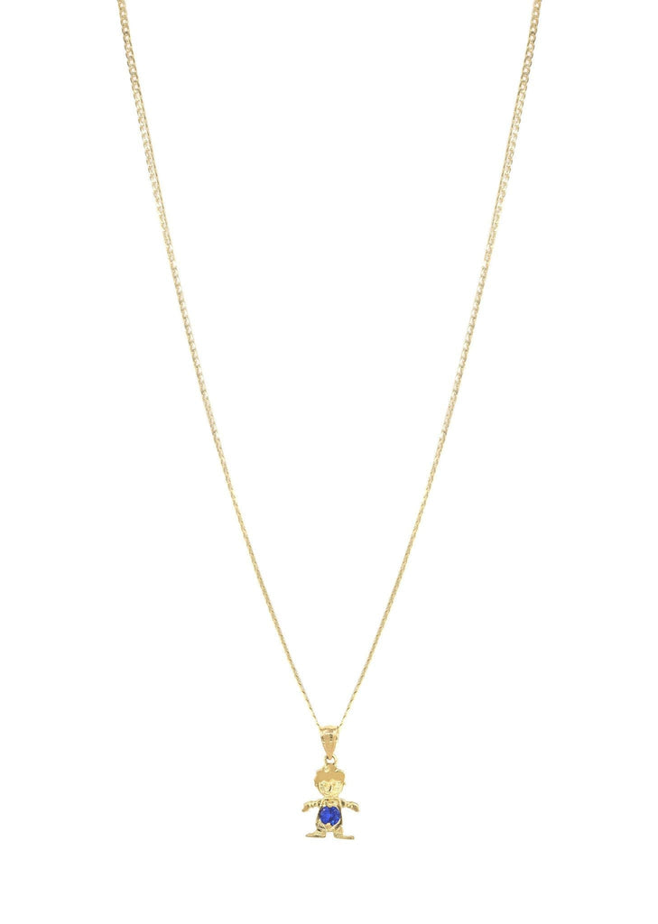 10K Yellow Gold Cuban Chain & Cz Children Pendant | Appx. 3.8 Grams chain & pendant FROST NYC 