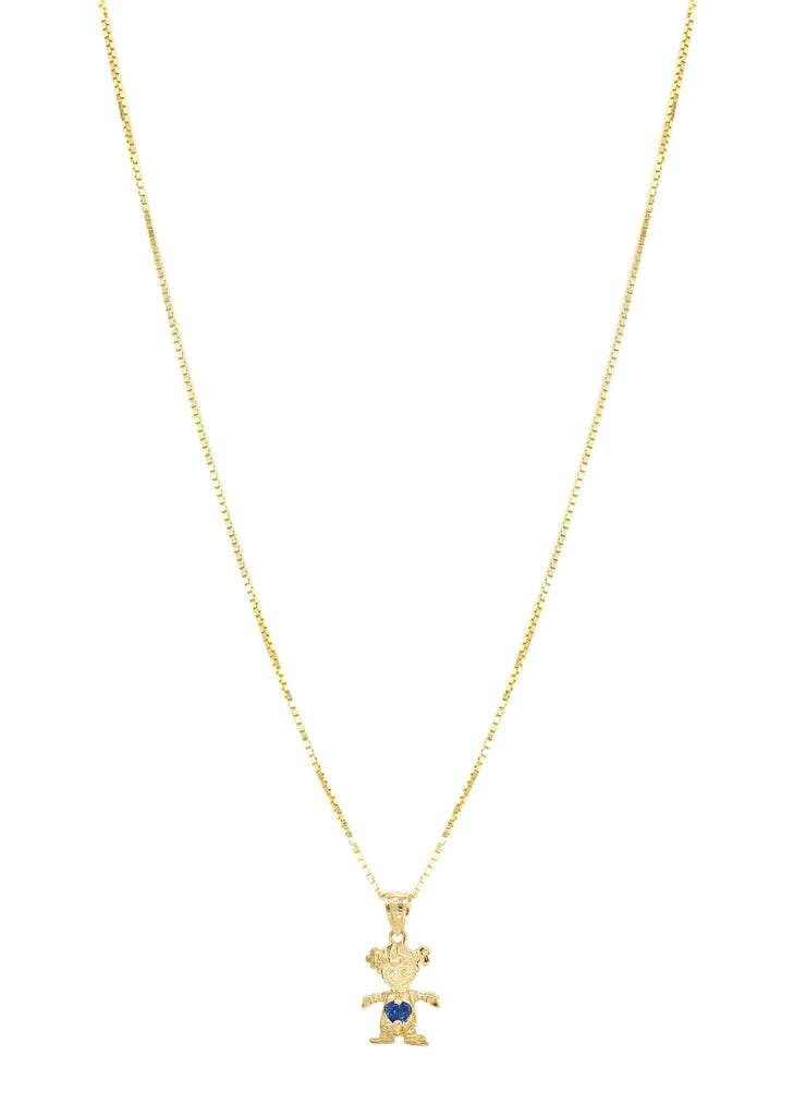 10K Yellow Gold Fancy Link Chain & Cz Children Pendant | Appx. 3.8 Grams chain & pendant FROST NYC 