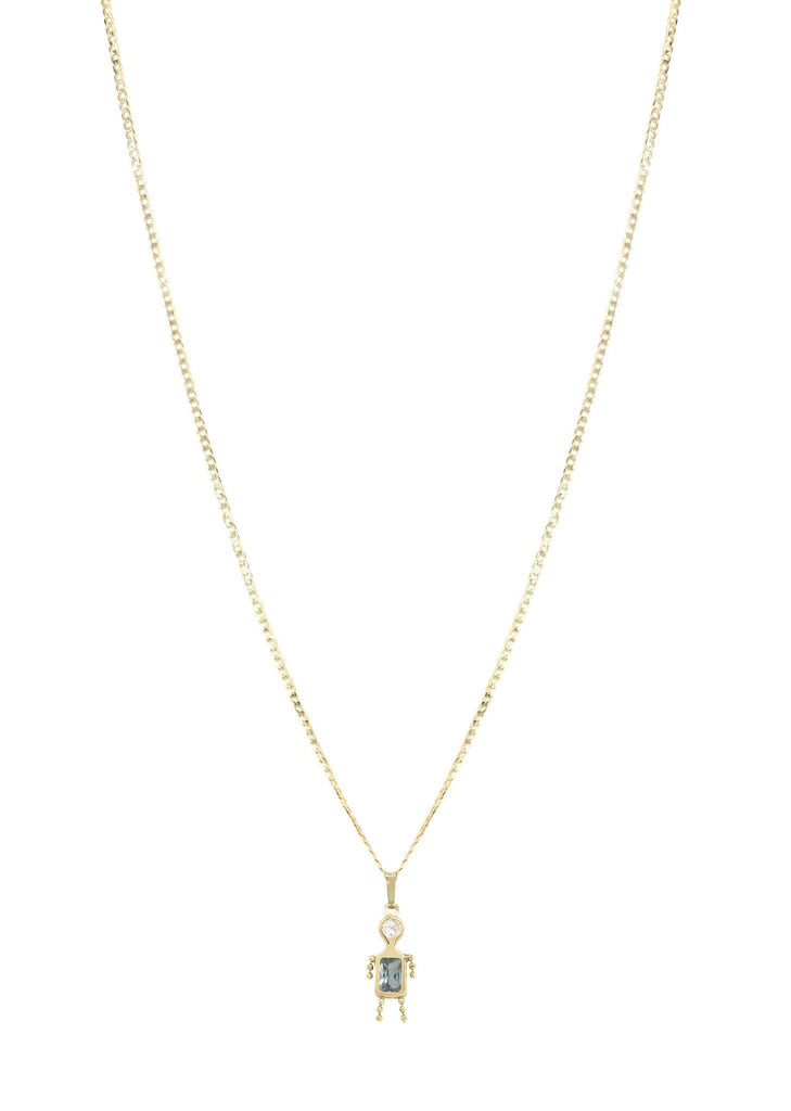 10K Yellow Gold Figaro Chain & Cz Children Pendant | Appx. 5.8 Grams chain & pendant FROST NYC 