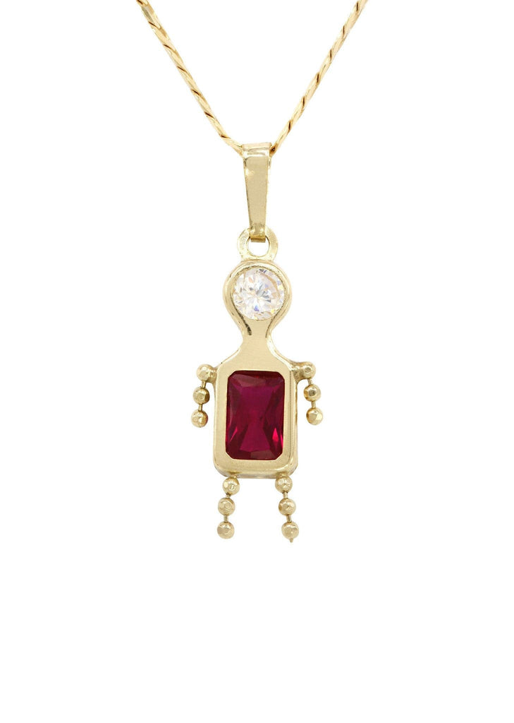 10K Yellow Gold Cuban Chain & Cz Children Pendant | Appx. 3.8 Grams chain & pendant FROST NYC 