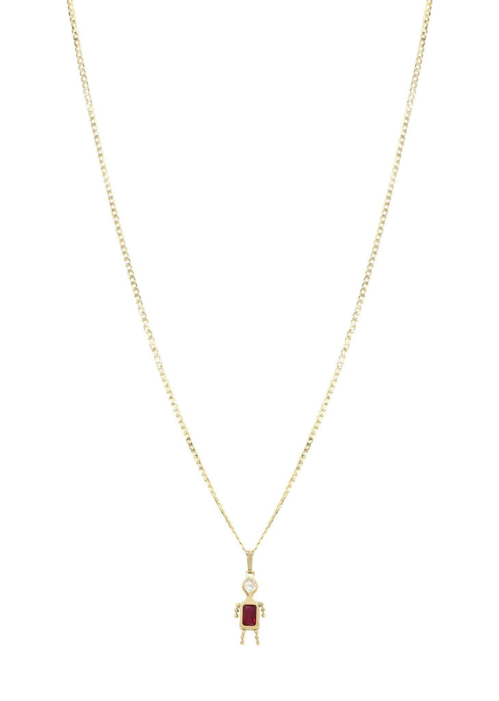 10K Yellow Gold Cuban Chain & Cz Children Pendant | Appx. 3.8 Grams chain & pendant FROST NYC 