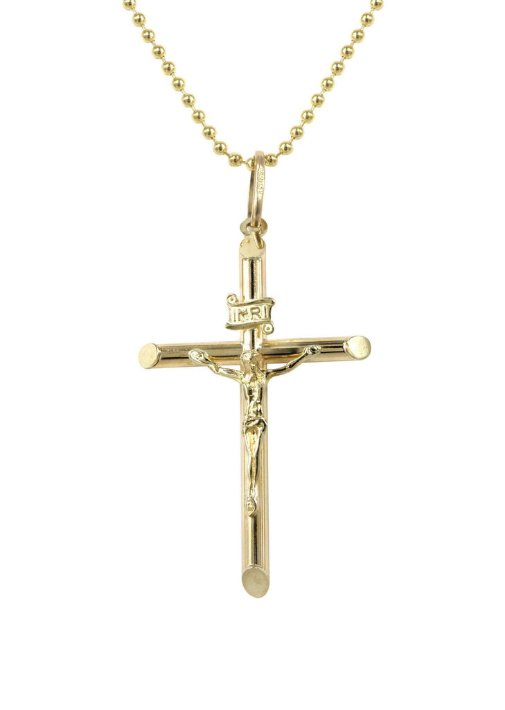 10K Yellow Gold Dog Tag Chain & Gold Cross Necklace | Appx. 9.1 Grams chain & pendant FROST NYC 