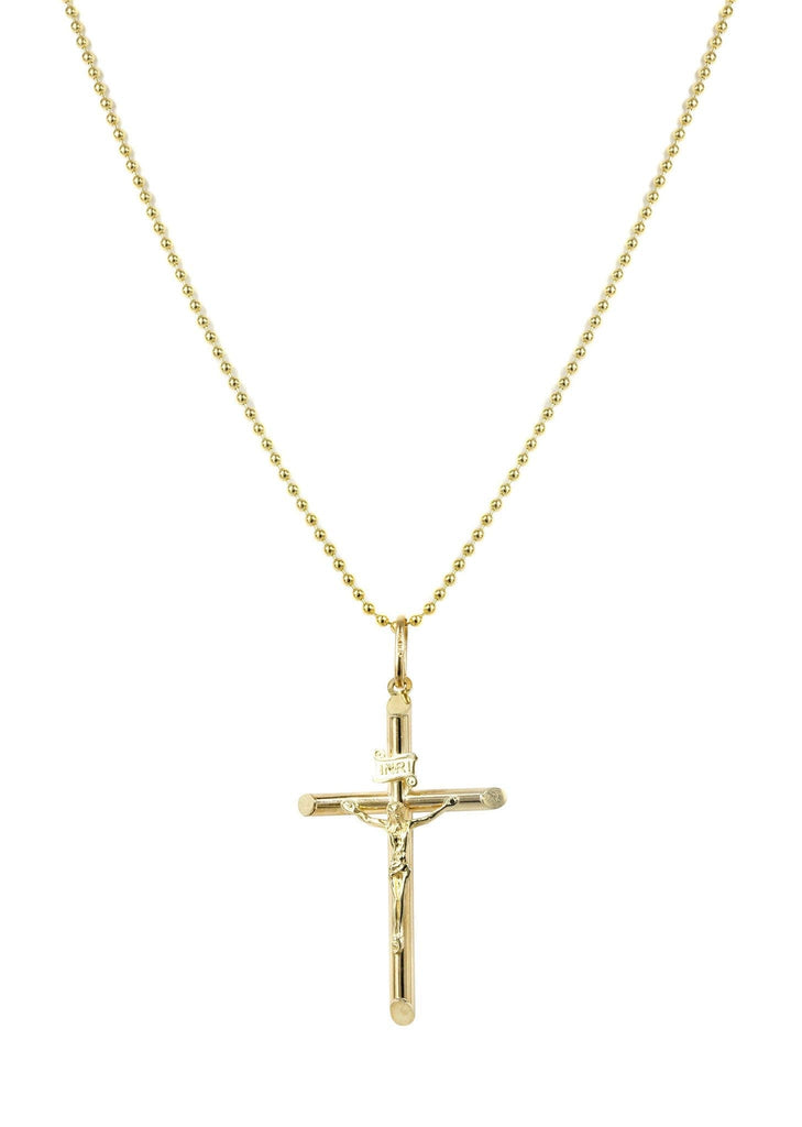 10K Yellow Gold Dog Tag Chain & Gold Cross Necklace | Appx. 9.1 Grams chain & pendant FROST NYC 