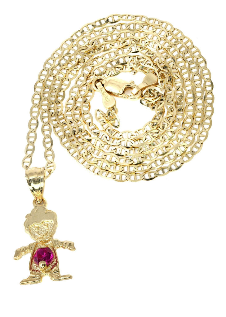 10K Yellow Gold Mariner Chain & Cz Children Pendant | Appx. 3 Grams chain & pendant FROST NYC 