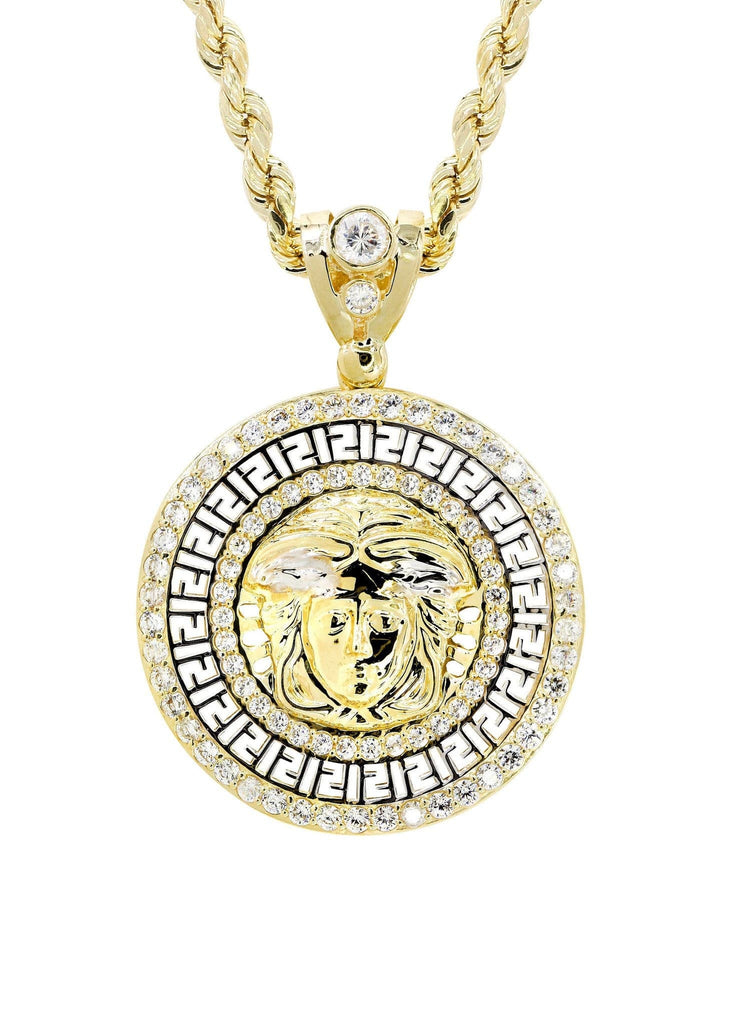 10K Yellow Gold Rope Chain & Medusa Style Pendant | Appx. 15.7 Grams chain & pendant FROST NYC 