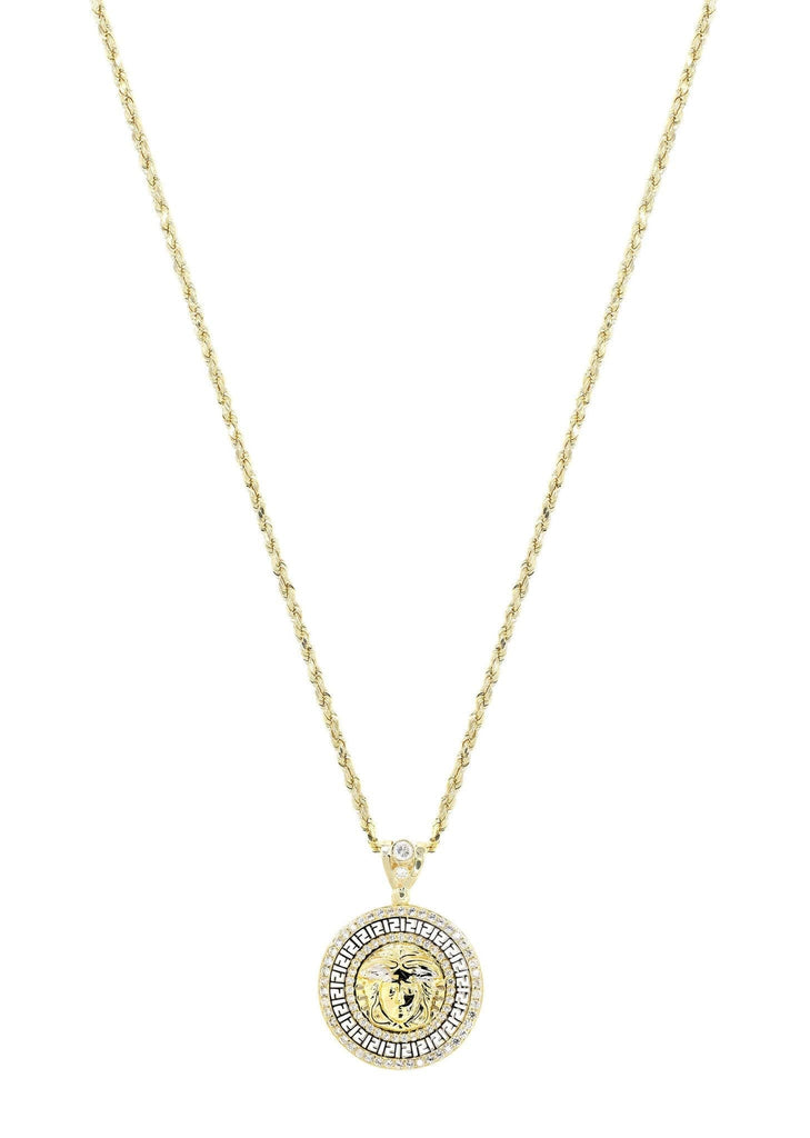 10K Yellow Gold Rope Chain & Medusa Style Pendant | Appx. 15.7 Grams chain & pendant FROST NYC 