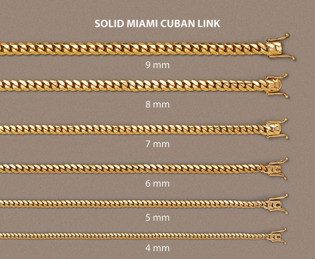 14K Gold Chain - Solid Miami Cuban Link Chain 14K Gold MEN'S CHAINS FrostNYC 