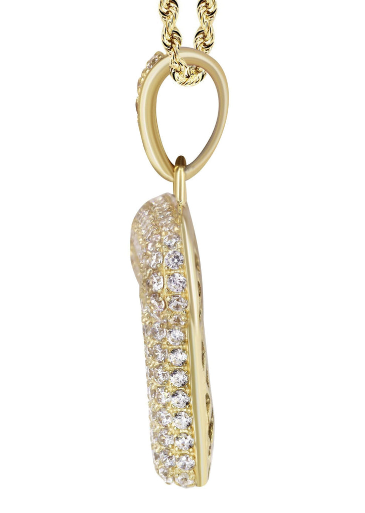 10K Yellow Gold Cuban Chain & Bubble Letter "J" Cz Pendant | Appx. 12.9 Grams chain & pendant FrostNYC 