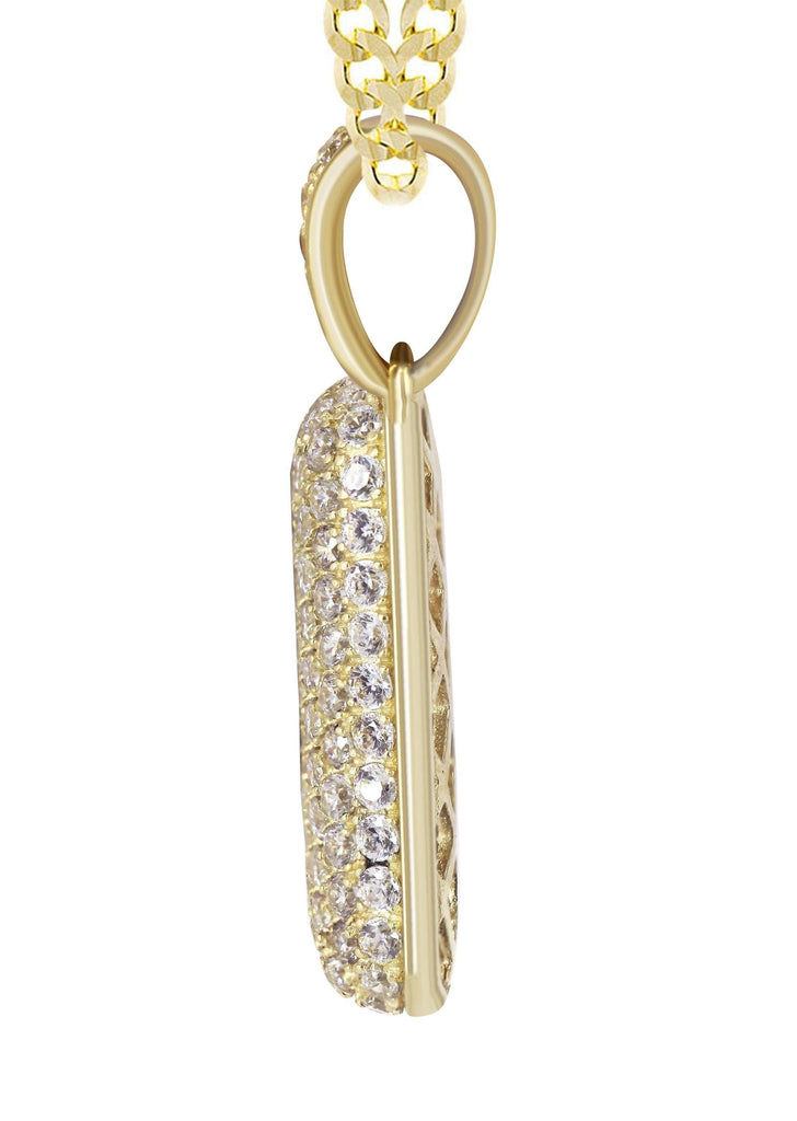 10K Yellow Gold Cuban Chain & Bubble Letter "K" Cz Pendant | Appx. 14.7 Grams chain & pendant FrostNYC 